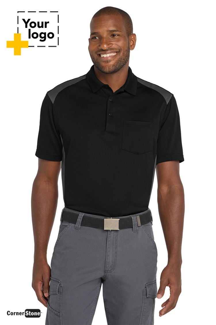 CornerStone® Select Snag-Proof Two Way Colorblock Pocket Polo