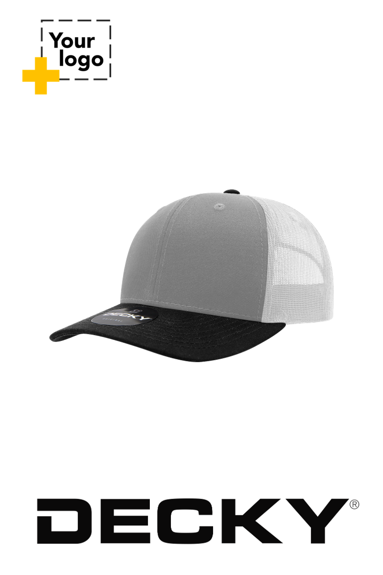 Decky 6 Panel Mid Profile Structured Cotton Blend Trucker
