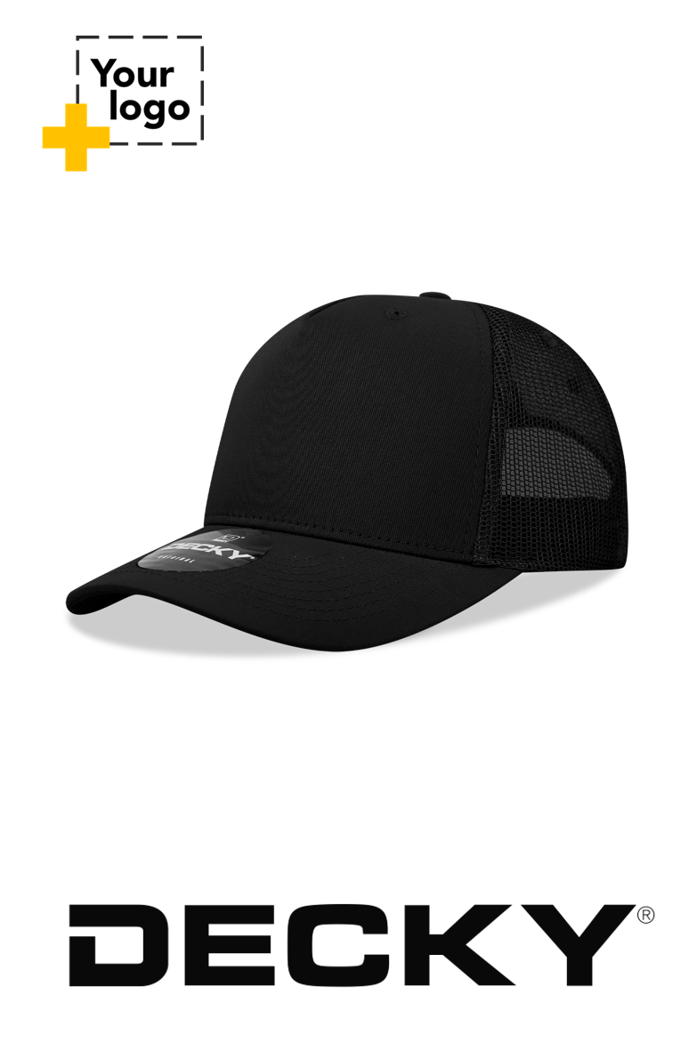 Decky 5 Panel Mid Profile Structured Cotton Blend Trucker