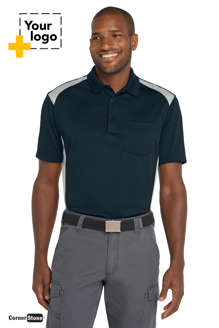 CornerStone® Select Snag-Proof Two Way Colorblock Pocket Polo