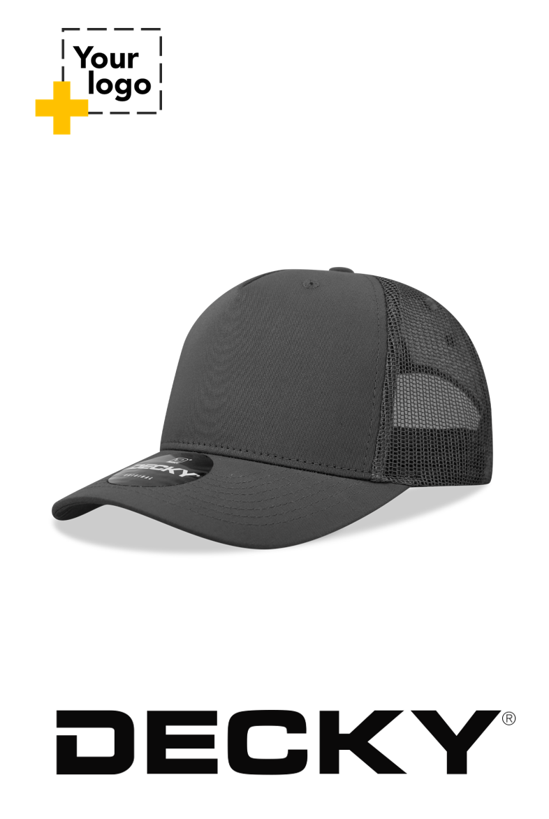 Decky 5 Panel Mid Profile Structured Cotton Blend Trucker