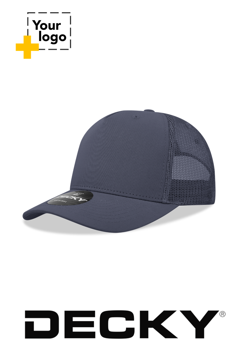 Decky 5 Panel Mid Profile Structured Cotton Blend Trucker