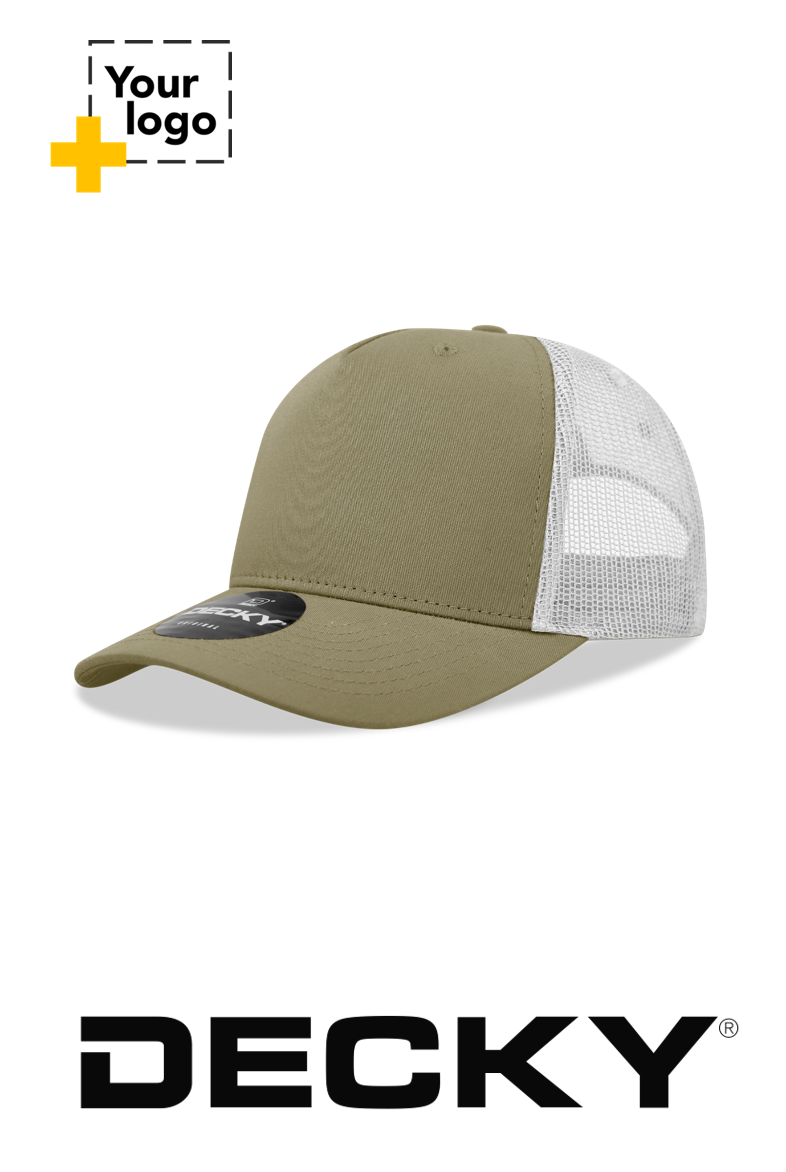 Decky 5 Panel Mid Profile Structured Cotton Blend Trucker