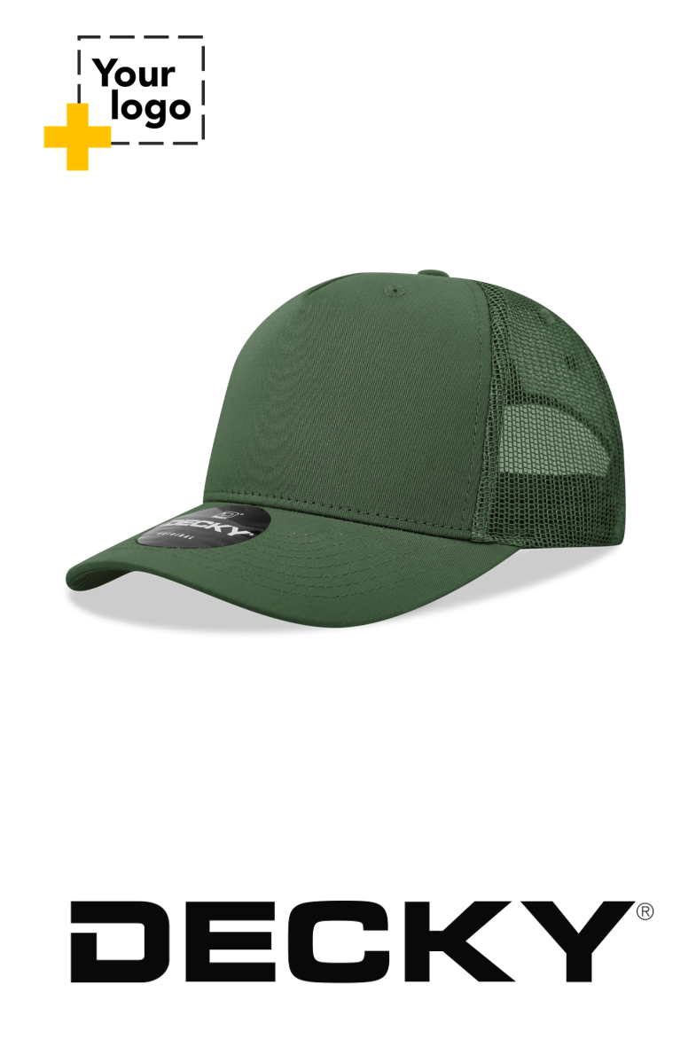 Decky 5 Panel Mid Profile Structured Cotton Blend Trucker