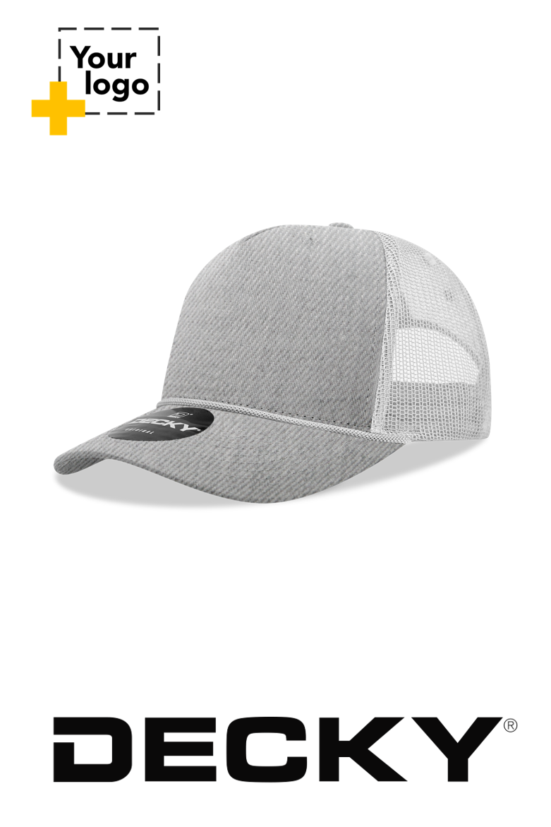 Decky 5 Panel Mid Profile Structured Cotton/Poly Blend Trucker w/Rope