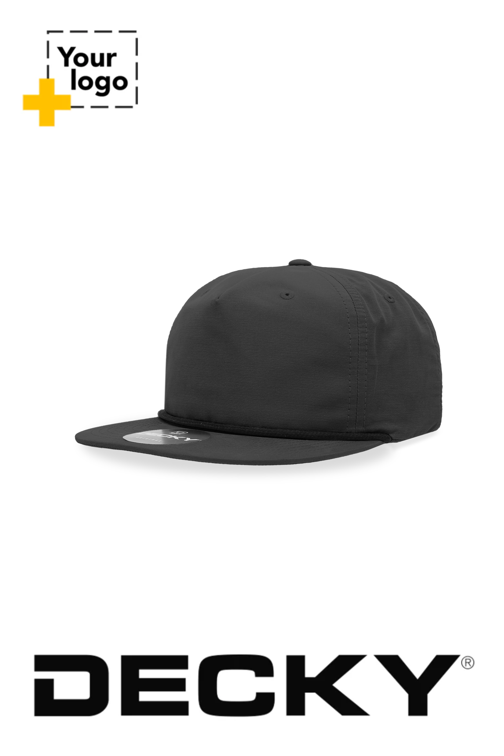 Decky 5 Panel High Profile Relaxed Cotton Blend Rope Hat