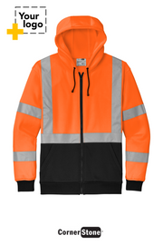 CornerStone® ANSI 107 Class 3 Heavy-Duty Fleece Full-Zip Hoodie
