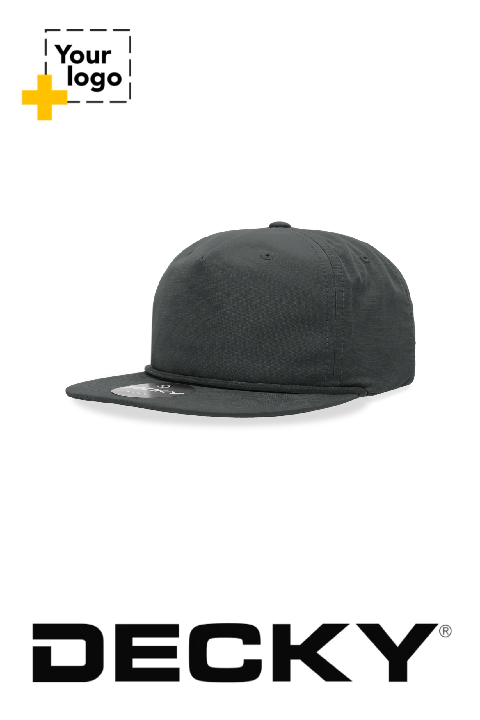 Decky 5 Panel High Profile Relaxed Cotton Blend Rope Hat