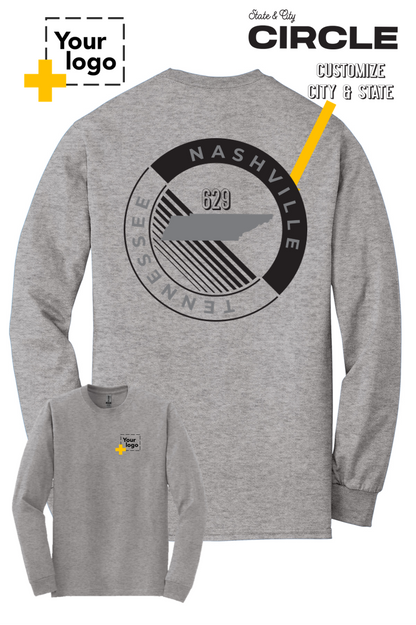 Custom Gildan® DryBlend® 50 Cotton/50 Poly Long Sleeve T-Shirt - CIRCLE