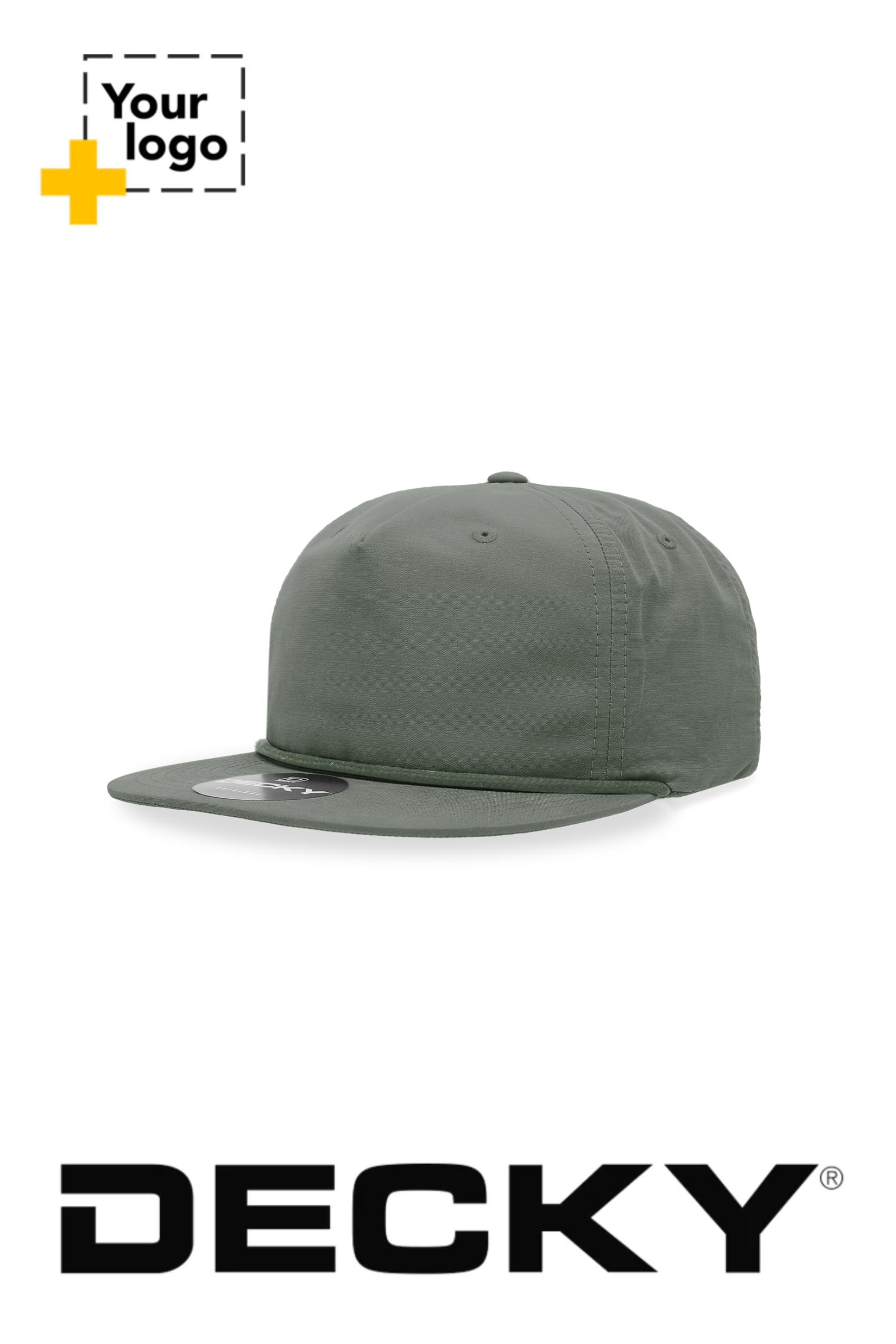 Decky 5 Panel High Profile Relaxed Cotton Blend Rope Hat