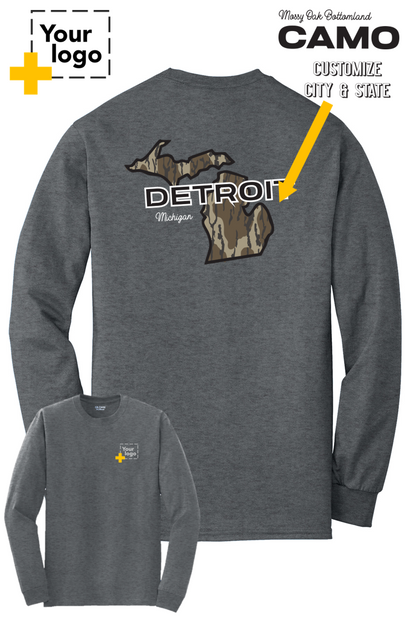 Custom Gildan® DryBlend® 50 Cotton/50 Poly Long Sleeve T-Shirt -  Bottomland Camo