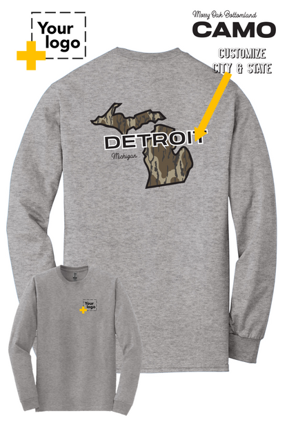 Custom Gildan® DryBlend® 50 Cotton/50 Poly Long Sleeve T-Shirt -  Bottomland Camo