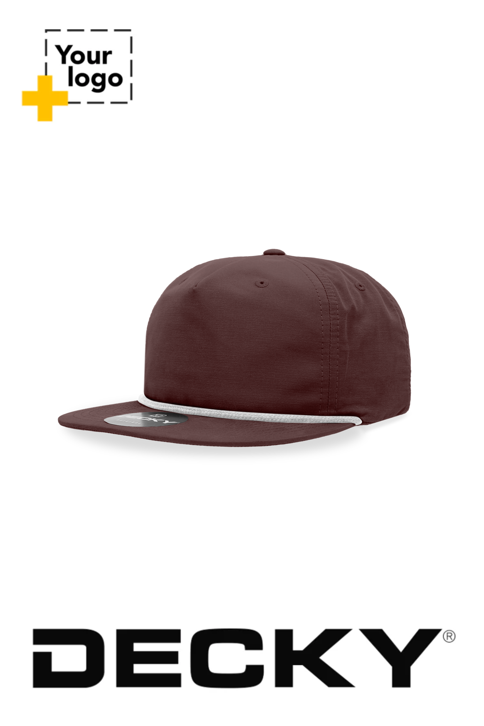 Decky 5 Panel High Profile Relaxed Cotton Blend Rope Hat