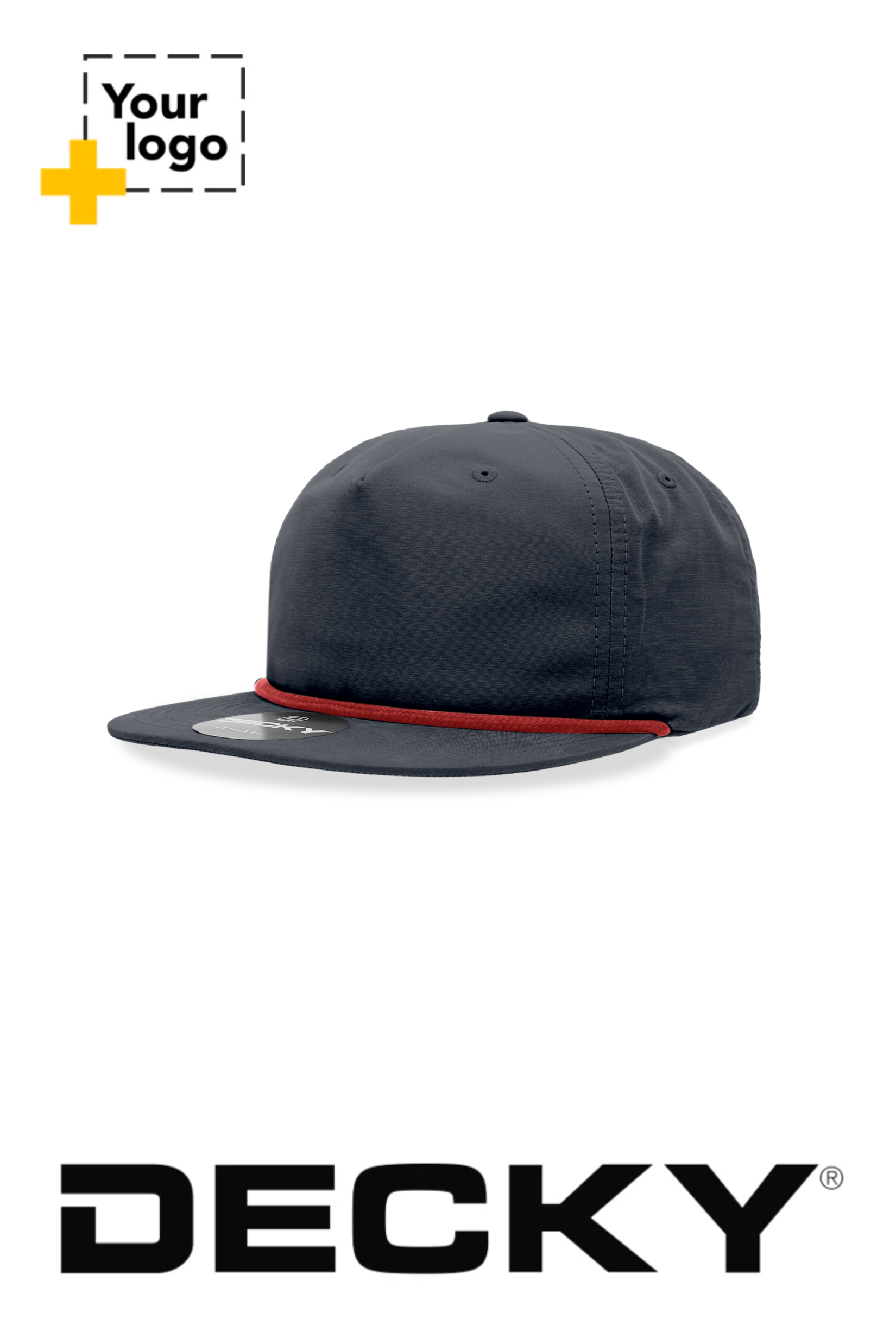 Decky 5 Panel High Profile Relaxed Cotton Blend Rope Hat