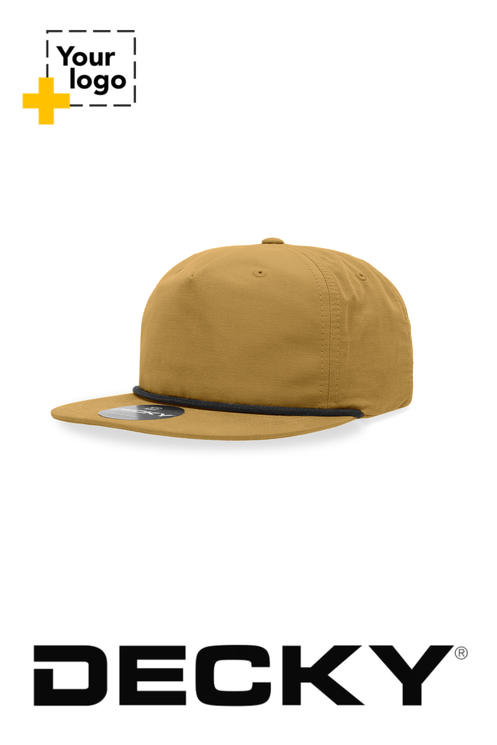 Decky 5 Panel High Profile Relaxed Cotton Blend Rope Hat