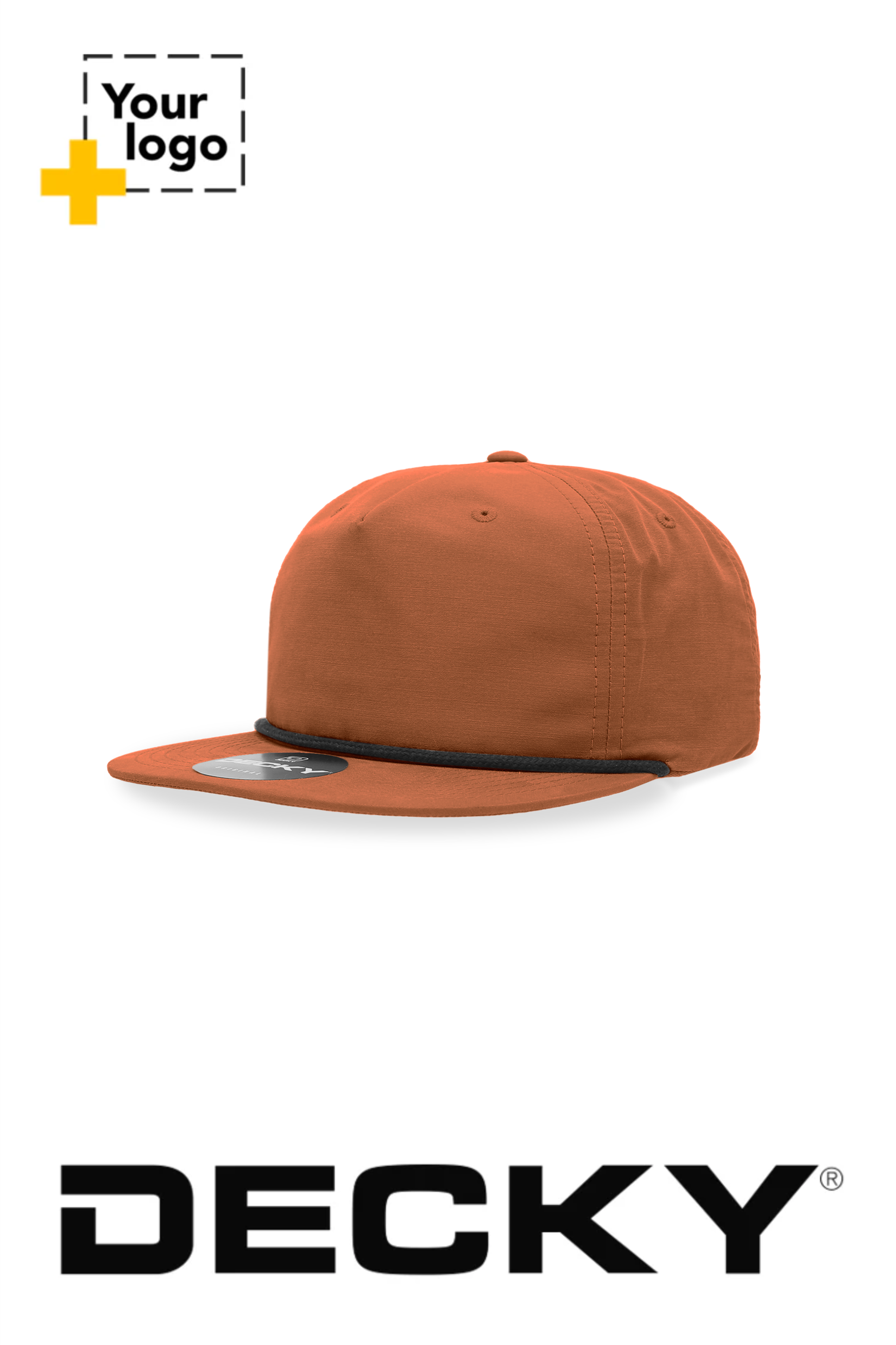 Decky 5 Panel High Profile Relaxed Cotton Blend Rope Hat