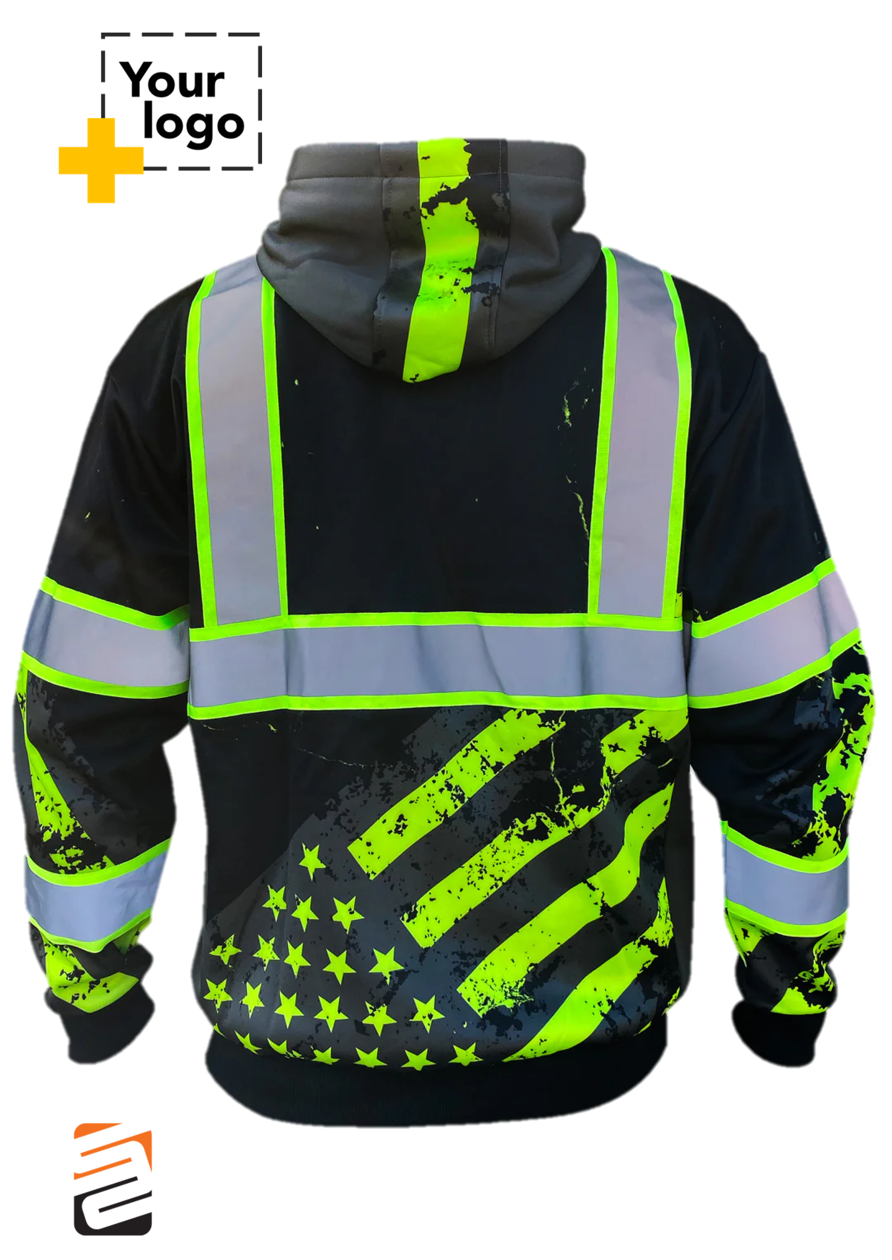 SS360º Stealth American Grit - Black - Type-O - Reflective Safety Hoodie