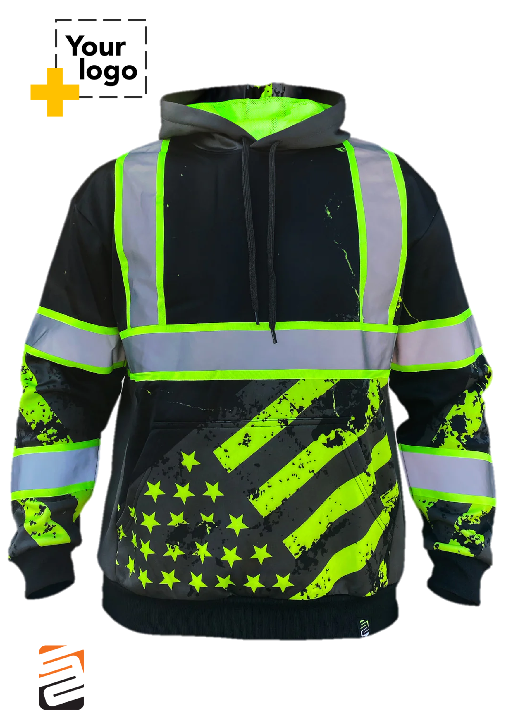 SS360º Stealth American Grit - Black - Type-O - Reflective Safety Hoodie