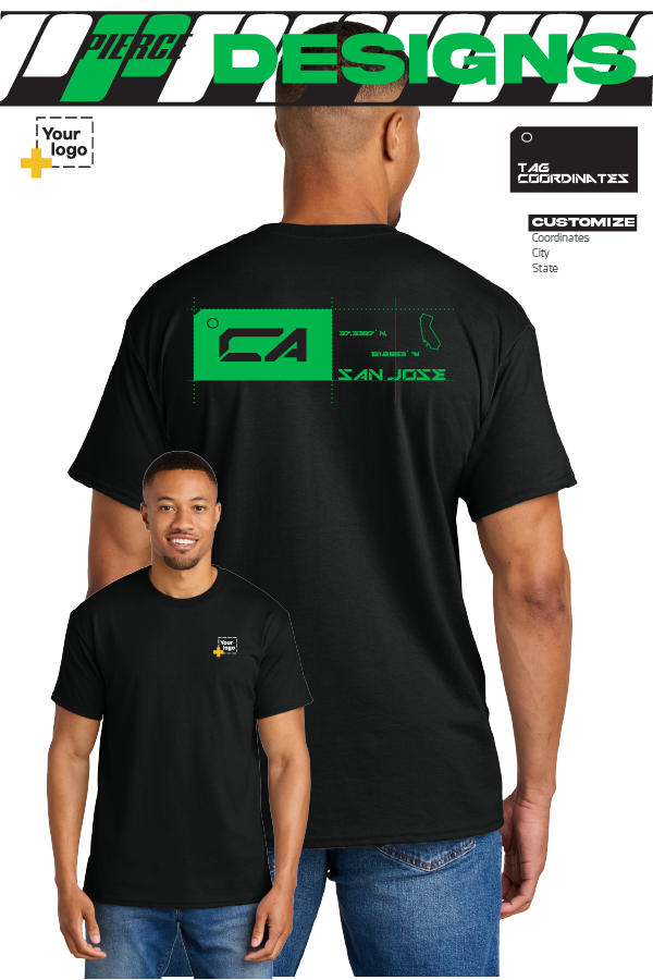 Custom Gildan® DryBlend® 50 Cotton/50 Poly T-Shirt - TAG COORDINATES
