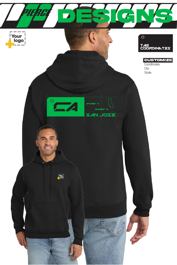 Custom Core Fleece Pullover Hooded Sweatshirt - TAG COORDINATES