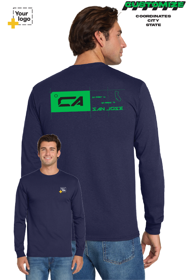 Custom Gildan® DryBlend® 50 Cotton/50 Poly Long Sleeve T-Shirt - TAG COORDINATES