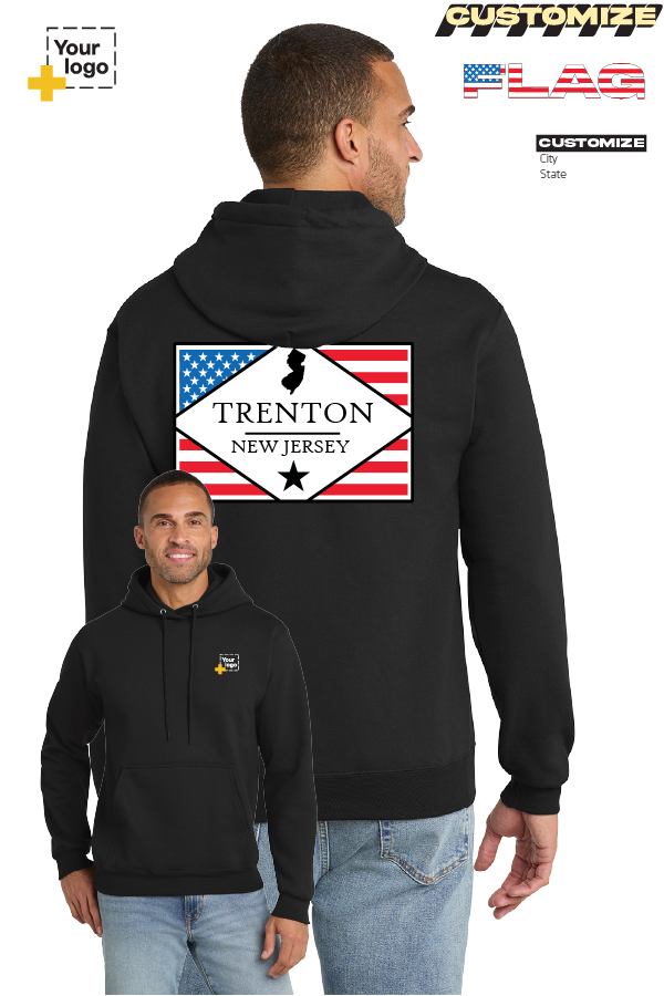 Custom Core Fleece Pullover Hooded Sweatshirt - DIAMOND FLAG