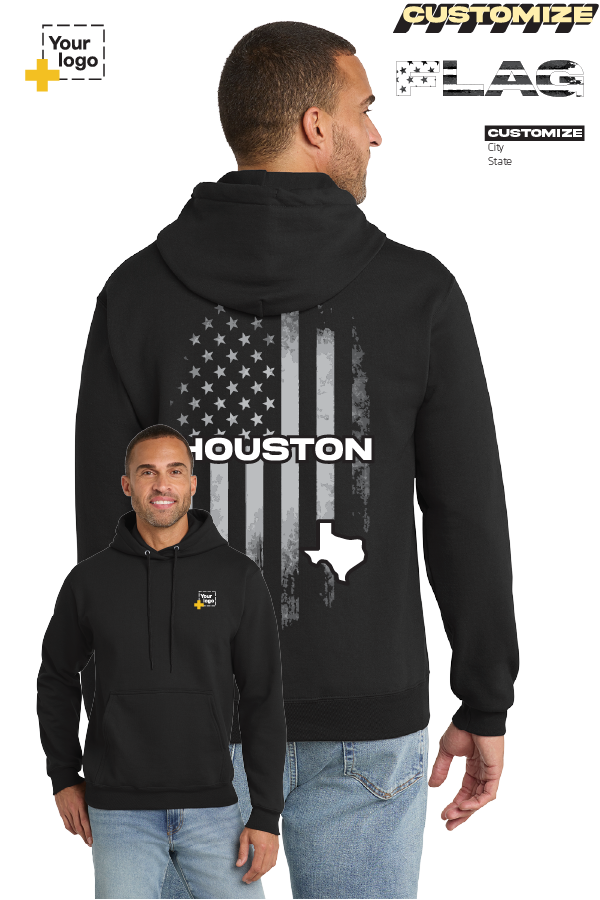 Custom Core Fleece Pullover Hooded Sweatshirt - FLAG