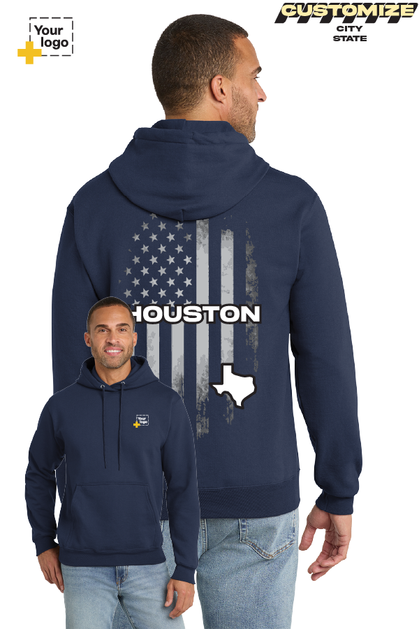Custom Core Fleece Pullover Hooded Sweatshirt - FLAG
