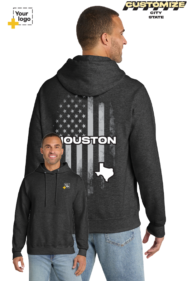 Custom Core Fleece Pullover Hooded Sweatshirt - FLAG