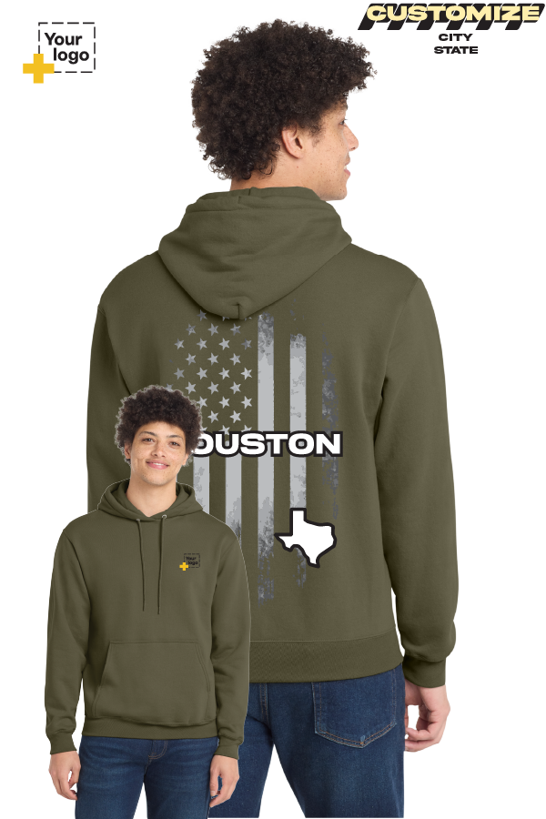 Custom Core Fleece Pullover Hooded Sweatshirt - FLAG