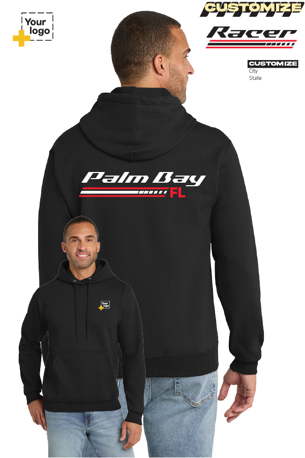 Custom Core Fleece Pullover Hooded Sweatshirt - RACING STRIPES